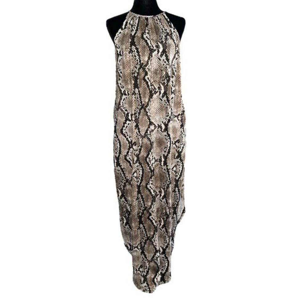 Women’s Snake Print Side Pockets Maxi Dress Size M - Picture 2 of 13